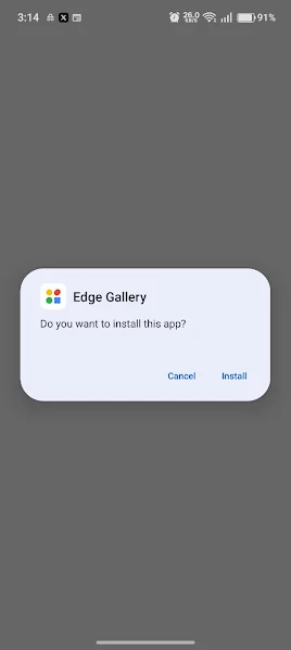 AI Edge Gallery main interface showing model selection and tools